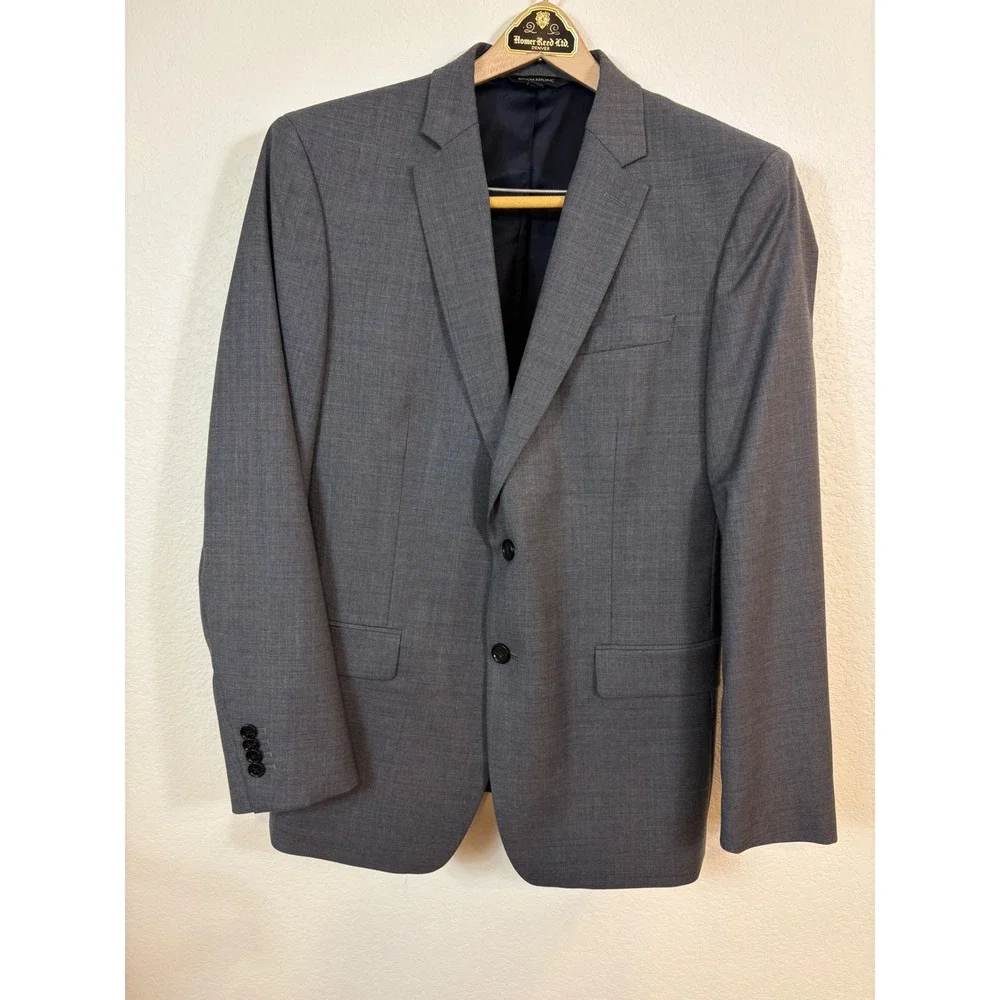 Banana Republic Suit Men 40S 32x29 Grey Slim Fit Marzotto Wool Blazer Pant